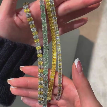 ANSTER Platinum Jewelry PT950 Fancy Lab Grown Diamond Tennis Bracelet with IGI