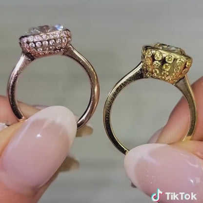 ANSTER Jewelry Anel de diamante ético feito à mão em ouro 18K com lapidação pera cultivado em laboratório 