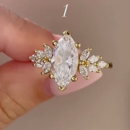 ANSTER Wholesales Price IGI Marquise Cut Lab Grown Diamond Engagement Ring 18K Gold Ring