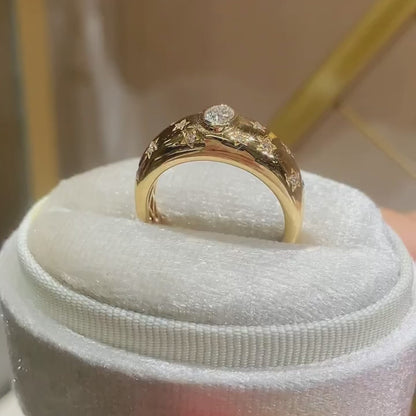 ANSTER Jewelry Anel de diamante ético feito à mão em ouro 18K com lapidação pera cultivado em laboratório 