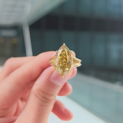 ANSTER Jewelry Anel de diamante ético feito à mão em ouro 18K com lapidação pera cultivado em laboratório 