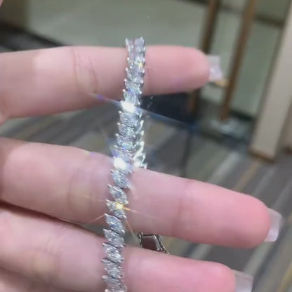 ANSTER Jewelry Marquise cut Lab Grown Diamond Tennis Chain Bracelet with IGI