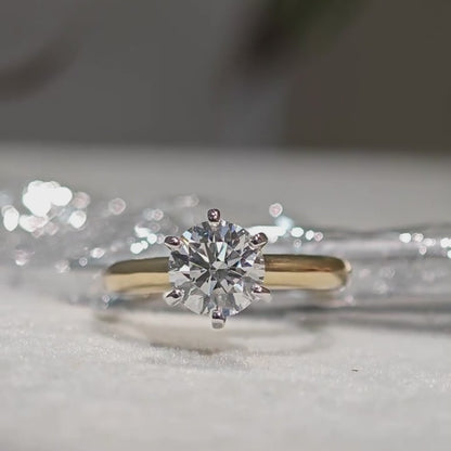 ANSTER 18K Gold Jewelry 1 Carat VVS2 CVD Lab Grown Diamond Ring with IGI