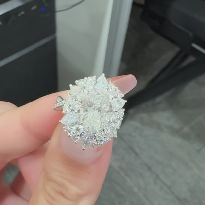 ANSTER Jewelry Anel de diamante ético feito à mão em ouro 18K com lapidação pera cultivado em laboratório 