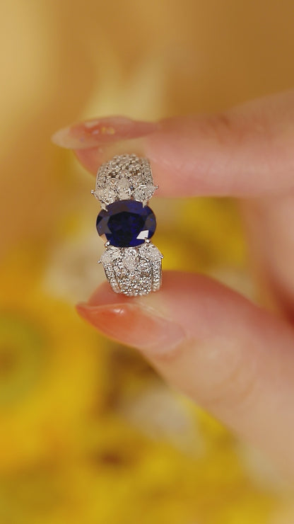 ANSTER JEWELRY 2.5 CTW Oval Lab Grown Sapphire S925 Ring plated