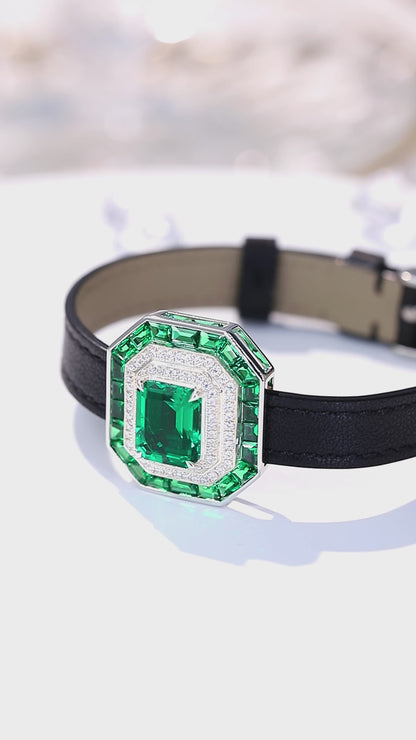 ANSTER Jewelry 4.4 CTW Asscher Lab Grown Emerald 18K Gold Bracelet plated