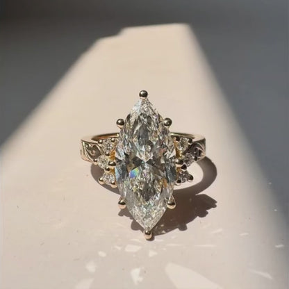 ANSTER Jewelry 18K Gold 5ct Marquise Cut Lab Grown Diamond Ring with IGI