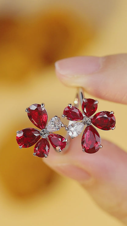 5.8 CTW Pear Lab Grown Ruby S925 Ring plated