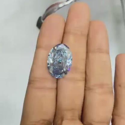 ANSTER Custom 23.64ct VVS2 Oval cut Lab Grown Blue Diamond Platinum Ring