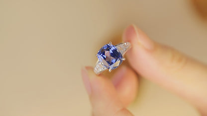 5.5 CTW Princess Lab Grown Sapphire S925 Ring plated