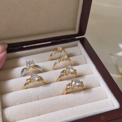 ANSTER Jewelry 18K Gold Ring 1-8 Carat VS VVS Lab Grown Diamond Ring with IGI