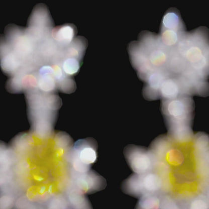ANSTER Jewelry OEM IGI Platinum PT950 Radiant Cut Yellow Lab Grown Diamond Earrings