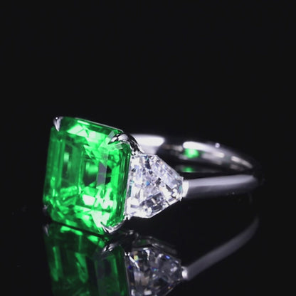 ANSTER JEWELRY 2,3 CTW Oval Lab Grown Esmeralda S925 Anel banhado