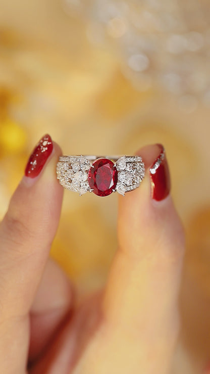 ANSTER JEWELRY 2.5 CTW Oval Lab Grown Ruby S925 Ring plated