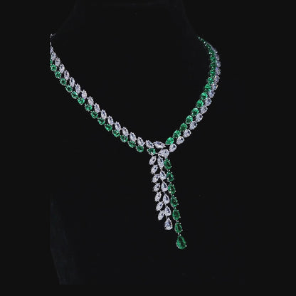 ANSTER Fine Jewelry Emerald Lab Grown Gemstone 18K Gold Necklace