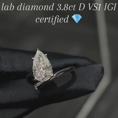 ANSTER Platinum Jewelry PT950 Ring 2ct VVS2 CVD Lab Grown Diamond Ring with IGI