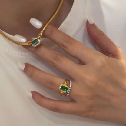 ANSTER 18K Gold Jewelry Sets 4ct Lab Grown Emerald Jewelry Sets with GIA