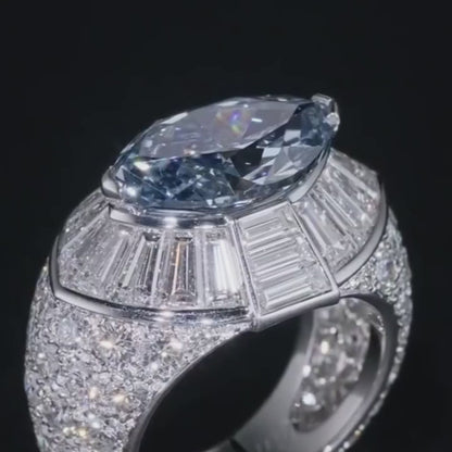 ANSTER Platinum Jewelry PT950 Ring 4.39ct VVS Fancy Blue Lab Grown Diamond Ring with IGI
