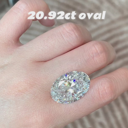 ANSTER 18K Gold Jewelry Huge Oval Cut 25-35 Carats Lab Grown Diamond Ring