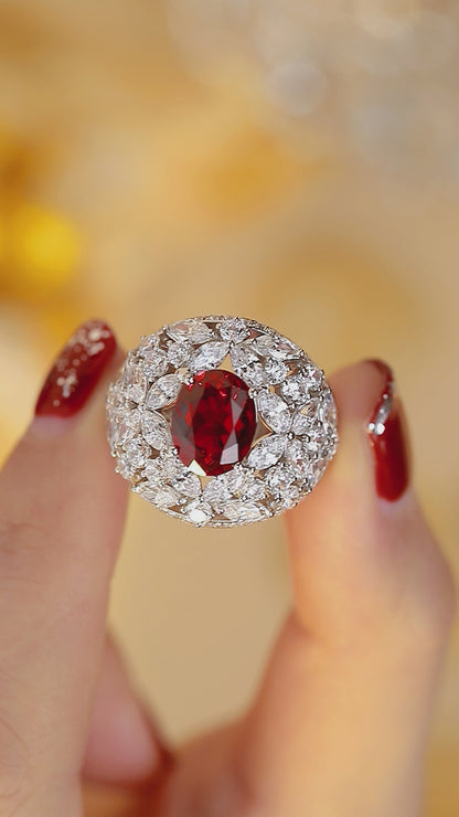 3.7 CTW Oval Lab Grown Ruby S925 Ring plated