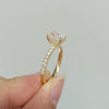 ANSTER Jewelry Anel de diamante ético feito à mão em ouro 18K com lapidação pera cultivado em laboratório 