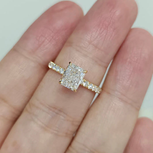 ANSTER Wholesales Price Radiant Cut Lab Grown Diamonds Engagement Ring with IGI 18K Gold Ring