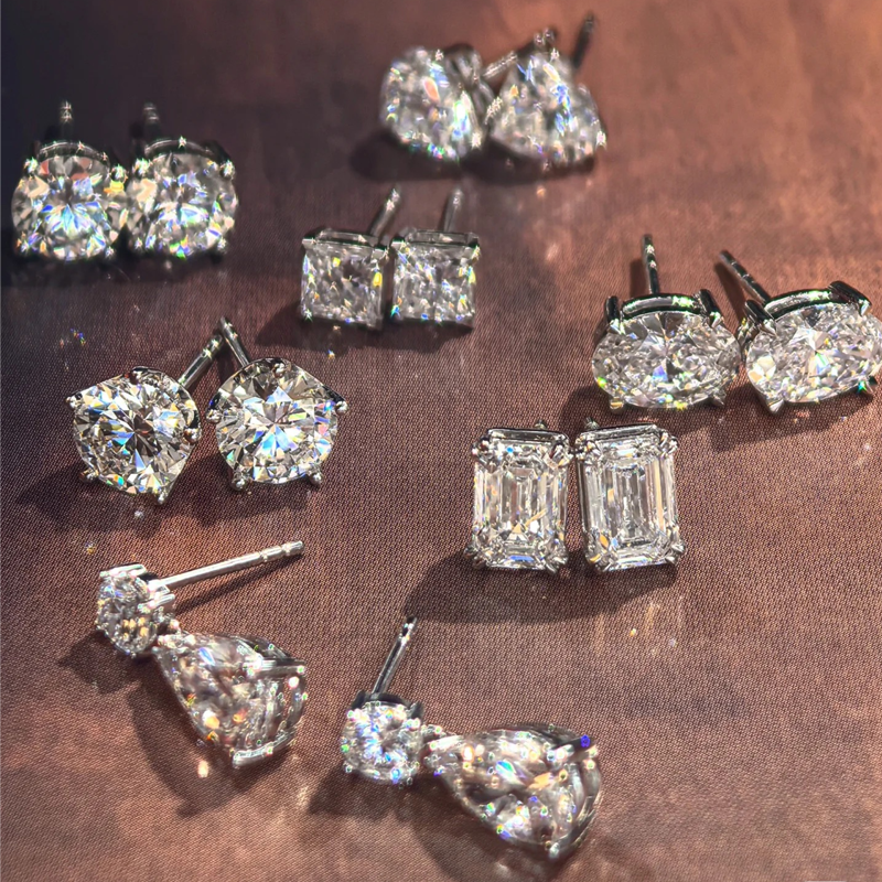 ANSTER Wholesales Price 1ct Round cut Lab Grown Diamonds Stud Gold Earrings with IGI