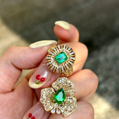 ANSTER Wholesales Price 1.5ct Lab Grown Emerald Ring with GRC 18K Gold Ring