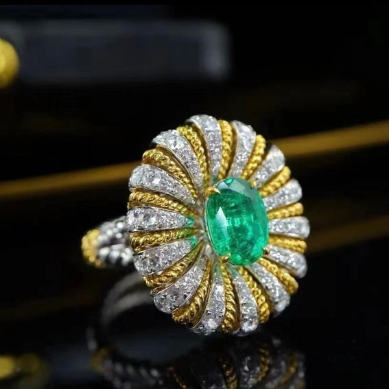 ANSTER Wholesales Price 1.5ct Lab Grown Emerald Ring with GRC 18K Gold Ring