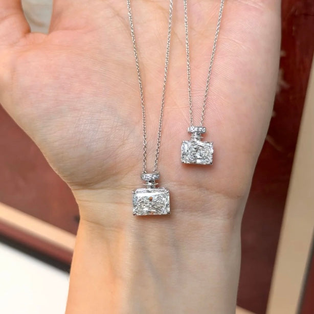 ANSTER Custom Wholesales Price Perfume Bottle Design Lab Grown Diamond Pendant Necklace with IGI