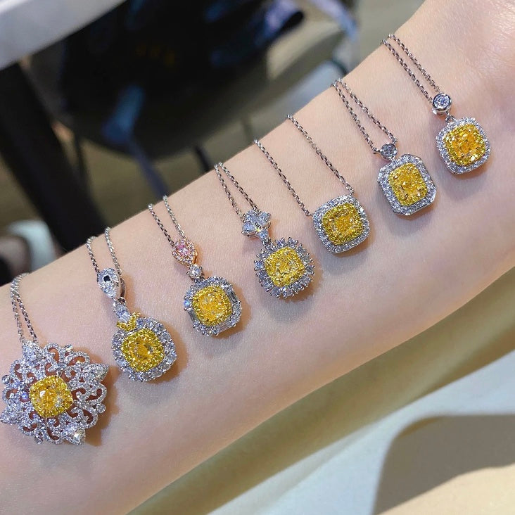 ANSTER Custom Wholesales Price Fancy Yellow Lab Grown Diamond Pendant Necklace with IGI