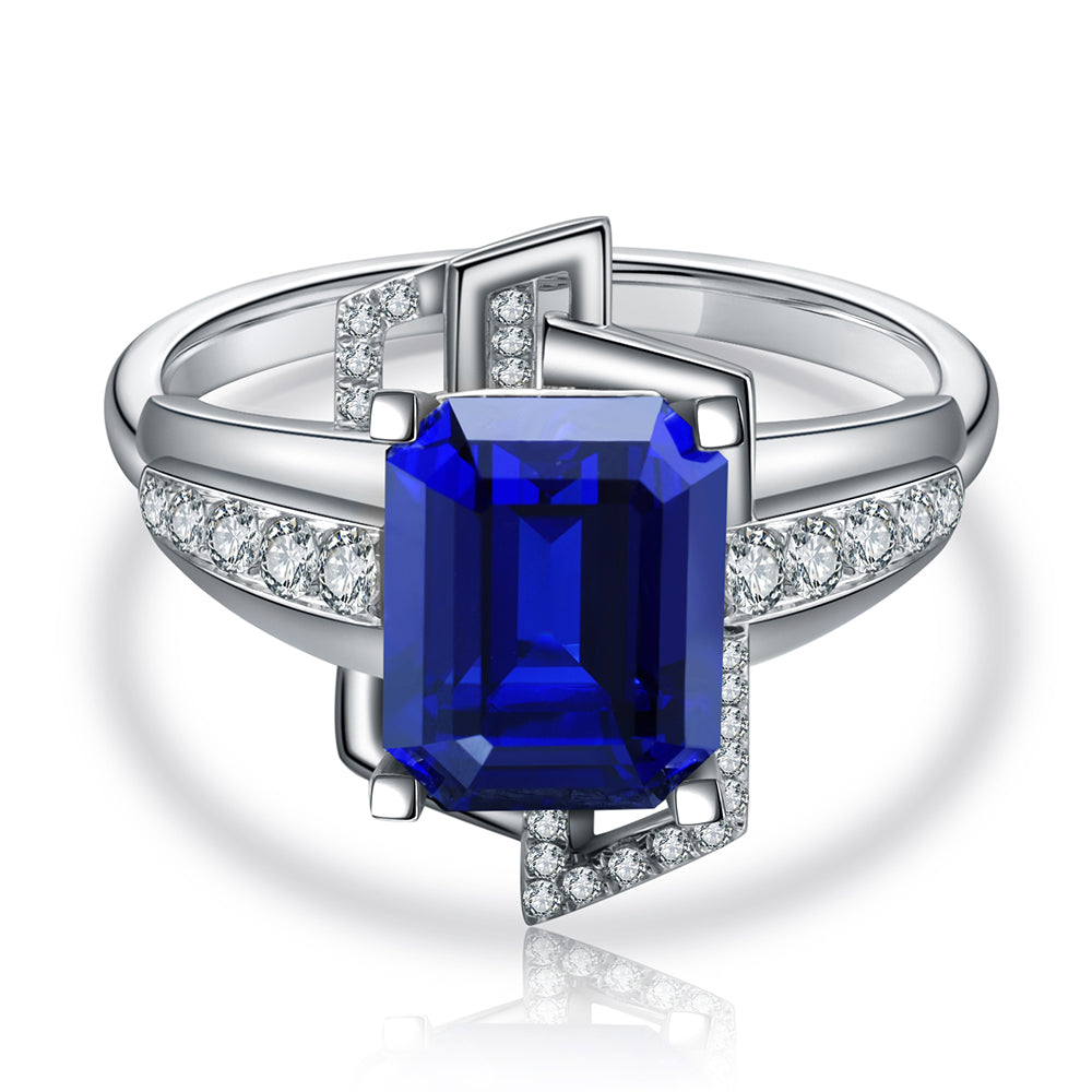 ANSTER JEWELRY 4.46ct Lab Grown Sapphire S925 Ring
