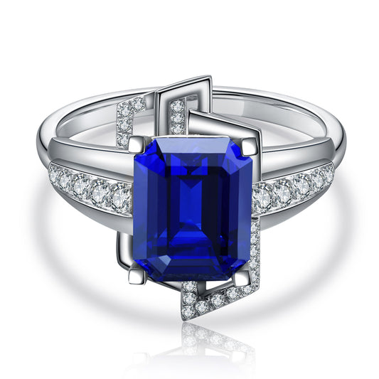 ANSTER JEWELRY 4.46ct Lab Grown Sapphire S925 Ring