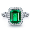 ANSTER JEWELRY 3.05 CTW Victorian Lab Grown Emerald 18K Gold Ring