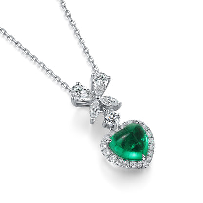 ANSTER JEWELRY 1.74 CTW Heart Lab Grown Emerald 18K Gold Necklace plated