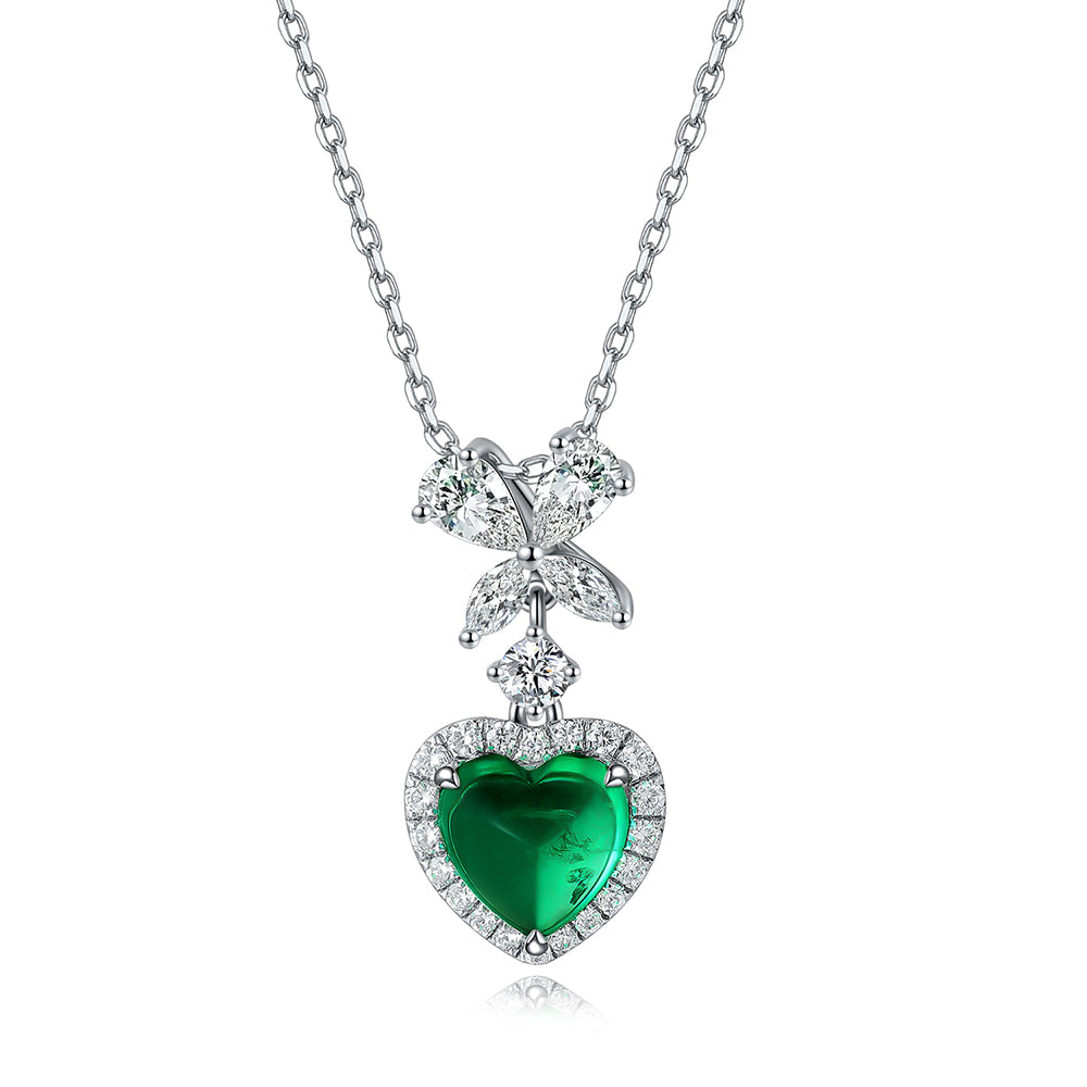 ANSTER JEWELRY 1.74 CTW Heart Lab Grown Emerald 18K Gold Necklace plated