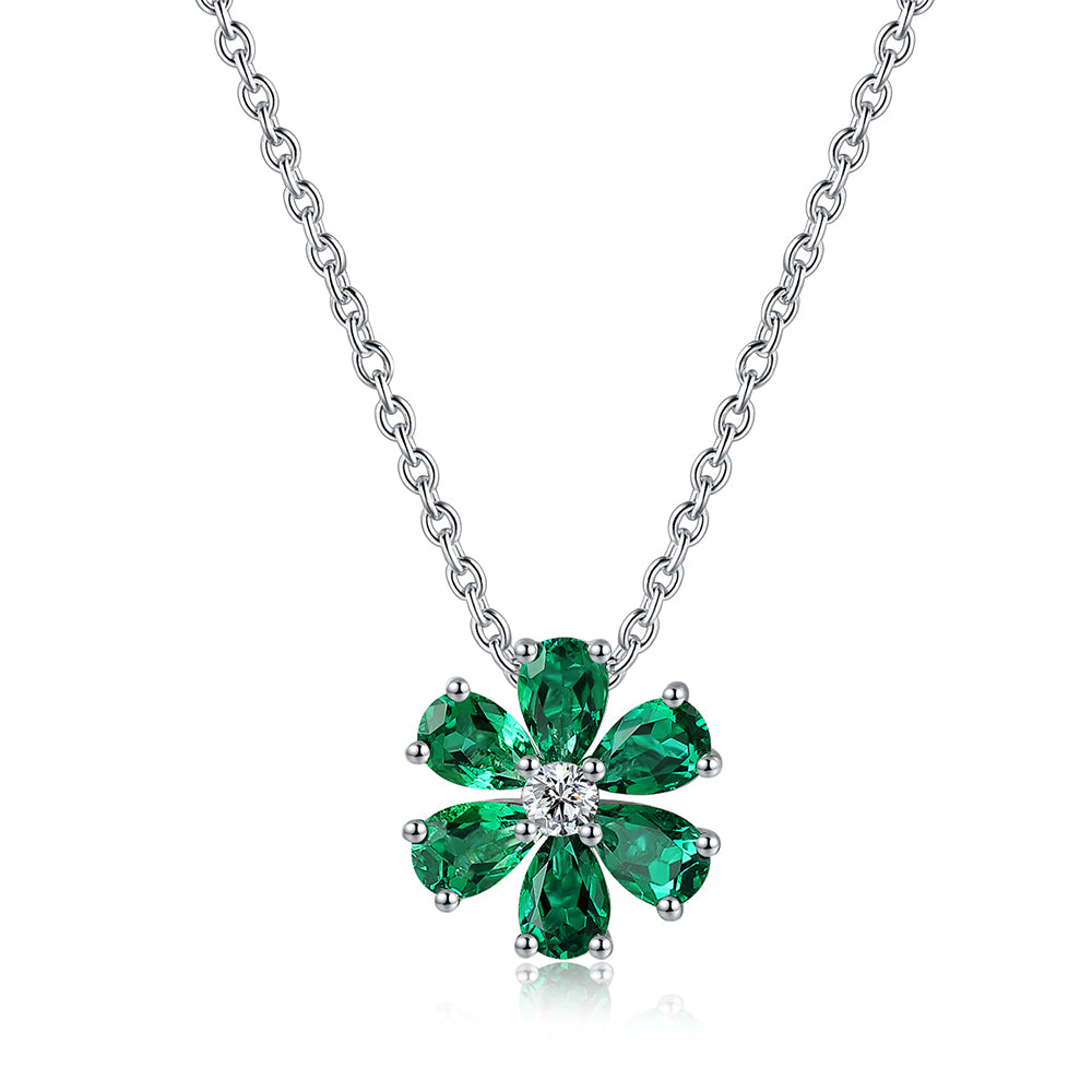 ANSTER JEWELRY 1.45 CTW Pear Lab Grown Emerald 18K Gold Necklace plated