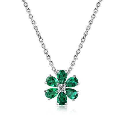 ANSTER JEWELRY 1.45 CTW Pear Lab Grown Emerald 18K Gold Necklace plated