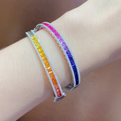 ANSTER JEWELRY Rainbow Bangle 925 Silver Lab Grown Bracelet