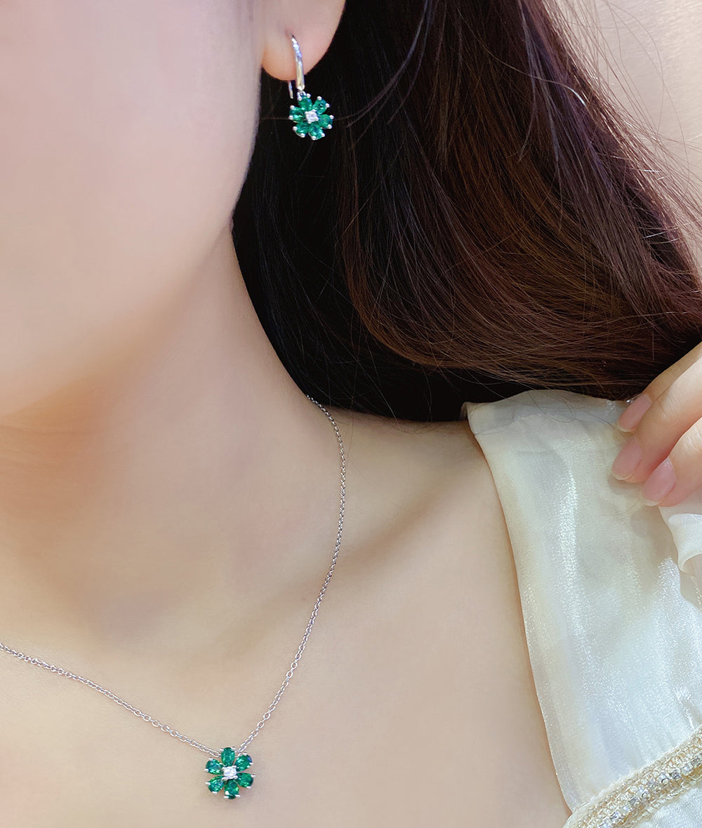 ANSTER JEWELRY 1.45 CTW Pear Lab Grown Emerald 18K Gold Necklace plated