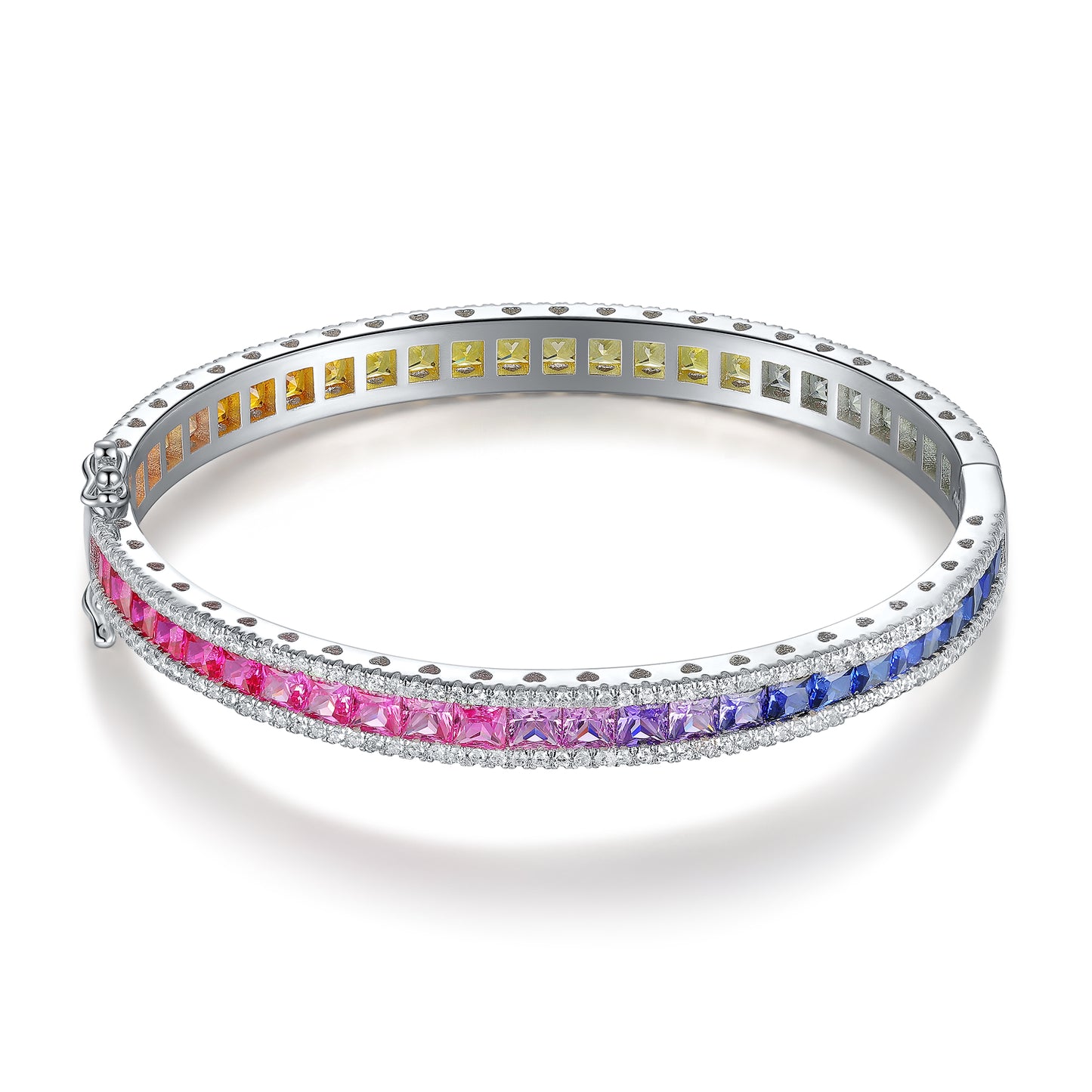 ANSTER JEWELRY Rainbow Bangle 925 Silver Lab Grown Bracelet