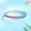 ANSTER JEWELRY Rainbow Bangle Platinum PT950 Lab Grown Bracelet For Women