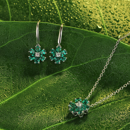 ANSTER JEWELRY 1.45 CTW Pear Lab Grown Emerald 18K Gold Necklace plated