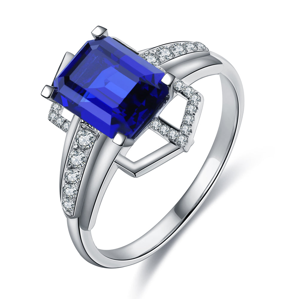 ANSTER JEWELRY 4.46ct Lab Grown Sapphire S925 Ring