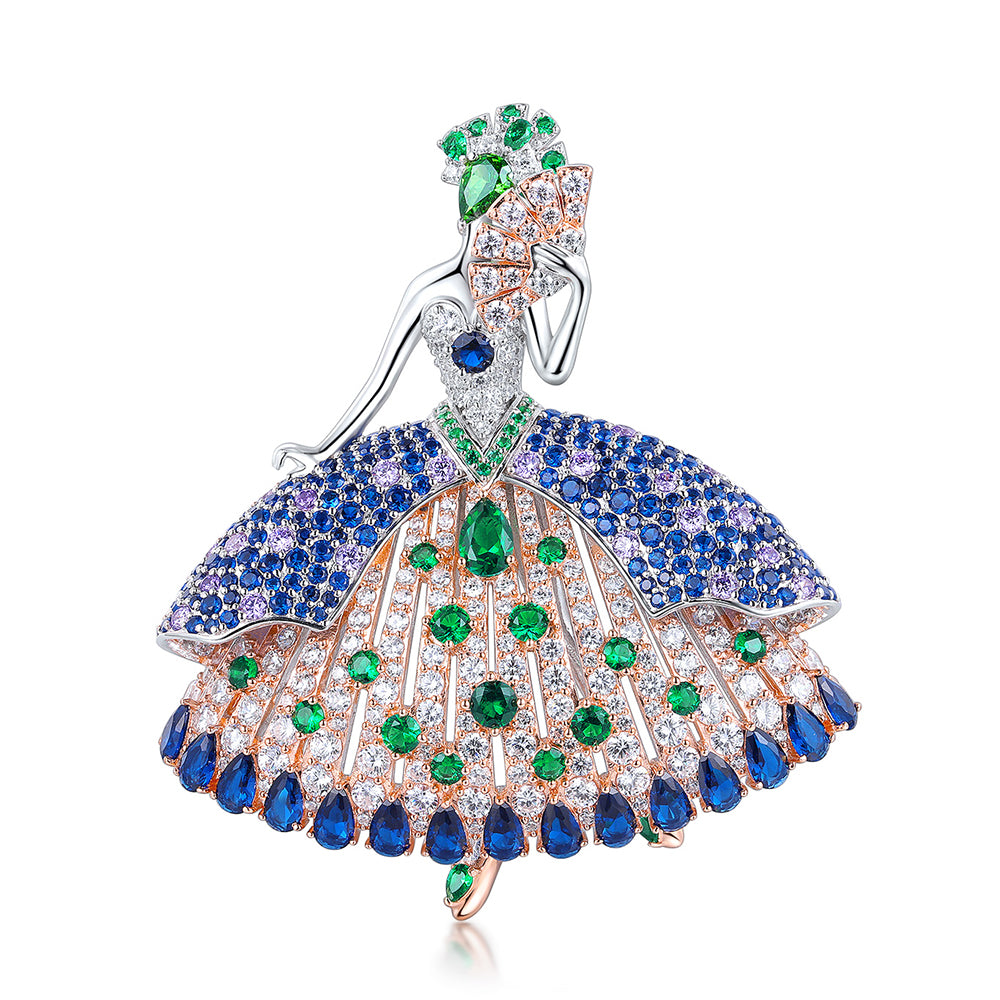 ANSTERGEMS Dancer Gemstone 925 Silver Brooch