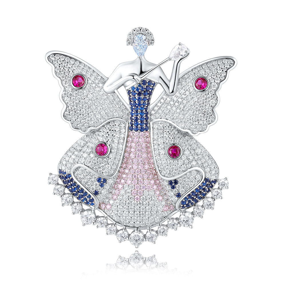 ANSTERGEMS Butterfly Dancer Gemstone 925 Silver Brooch