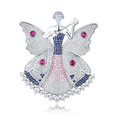 ANSTERGEMS Butterfly Dancer Gemstone 925 Silver Brooch