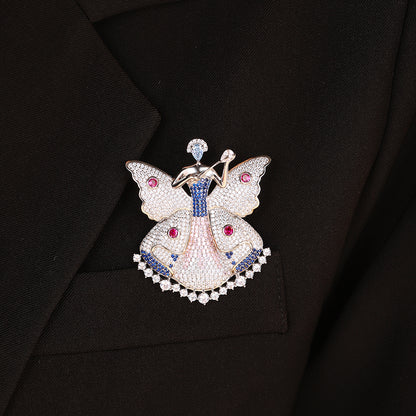 ANSTERGEMS Butterfly Dancer Gemstone 925 Silver Brooch
