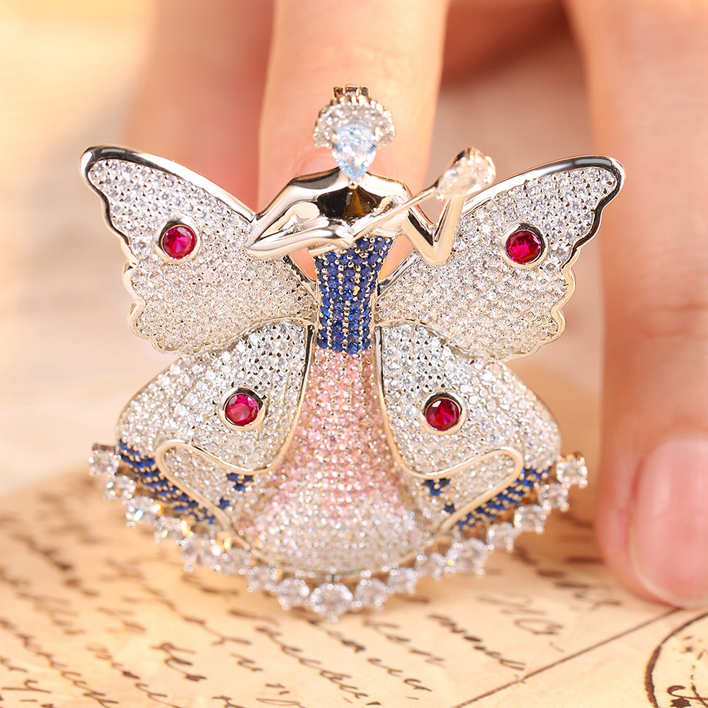 ANSTERGEMS Butterfly Dancer Gemstone 925 Silver Brooch