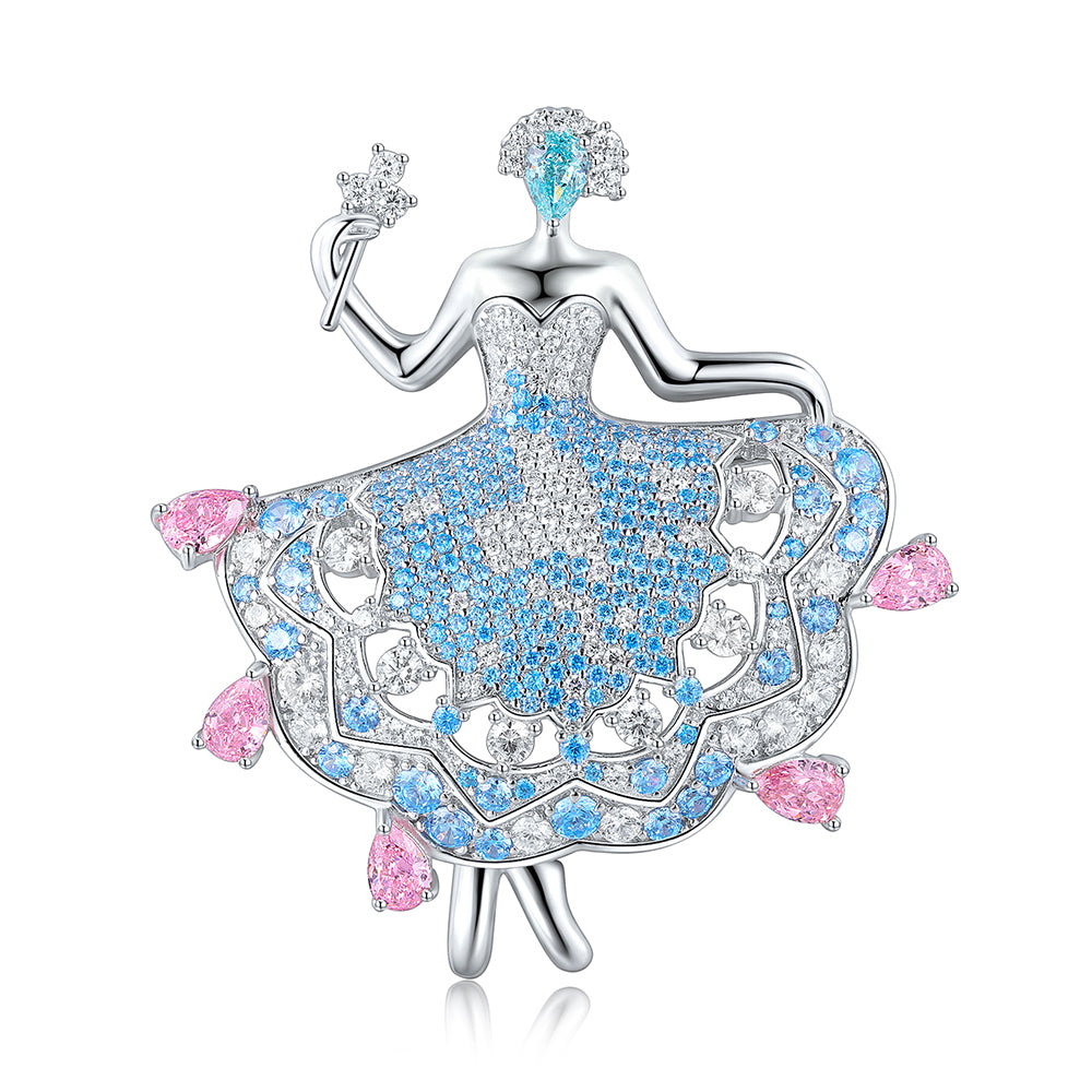 ANSTERGEMS Dancer Gemstone 925 Silver Brooch